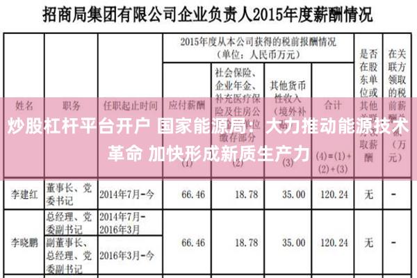 炒股杠杆平台开户 国家能源局：大力推动能源技术革命 加快形成新质生产力