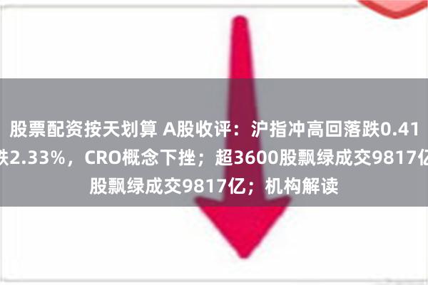 股票配资按天划算 A股收评：沪指冲高回落跌0.41%创业板指跌2.33%，CRO概念下挫；超3600股飘绿成交9817亿；机构解读