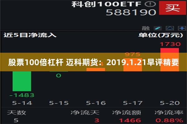 股票100倍杠杆 迈科期货：2019.1.21早评精要